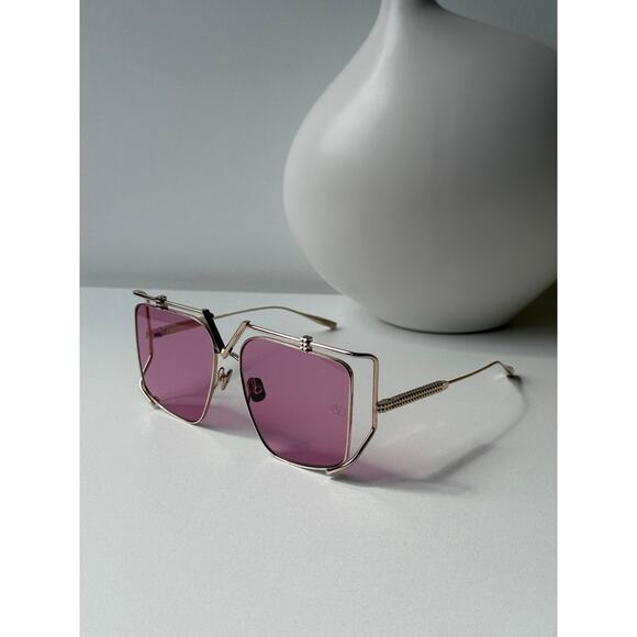 NEW Valentino VLS116-C Gold Pink Oversized Square Sunglasses - Picture 4 of 10